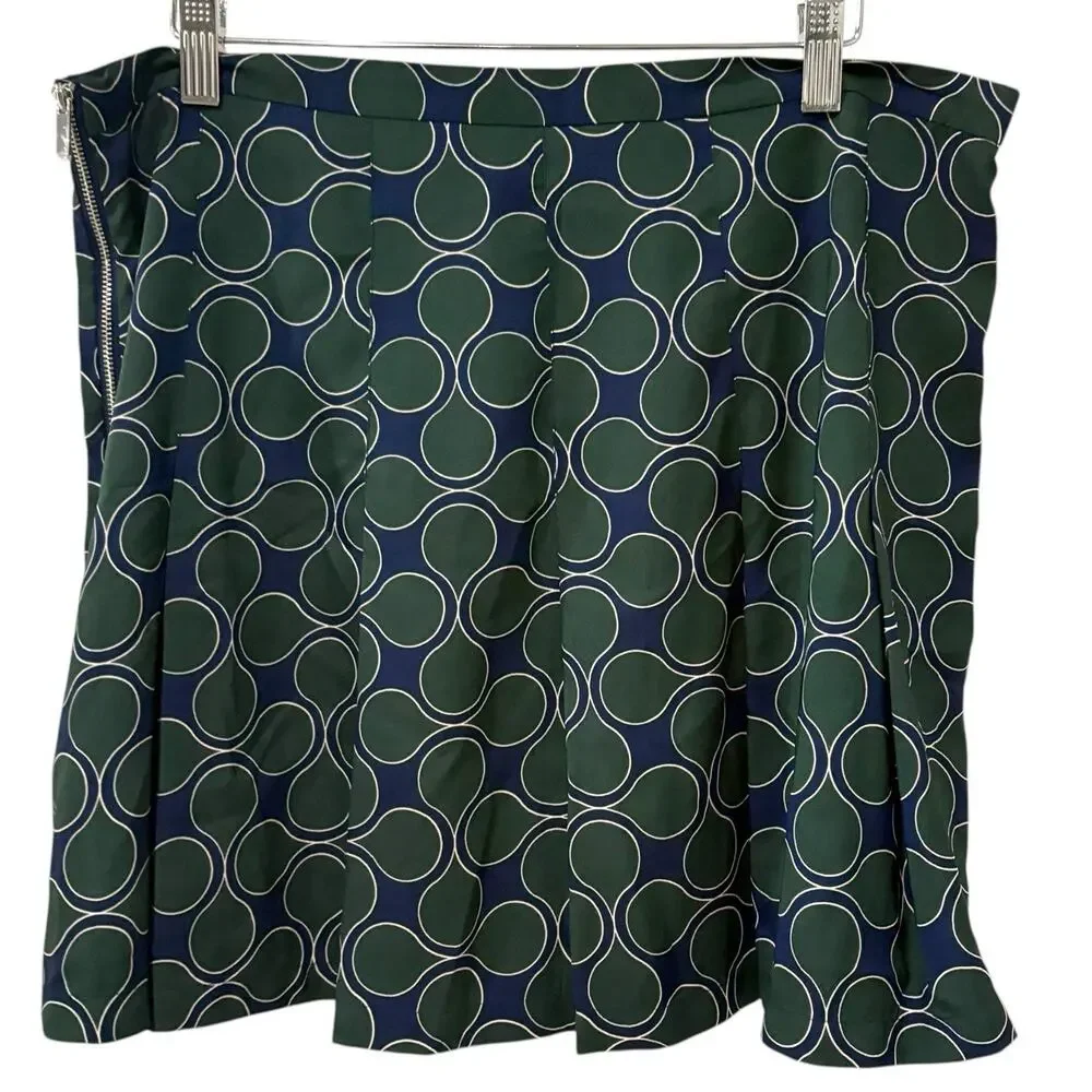 1 State | Short Skirt Mini Green Navy School Girl Preppy Circles- Size Large